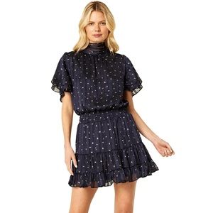 Misa Los Angeles Saffie dress size small navy lurex dot